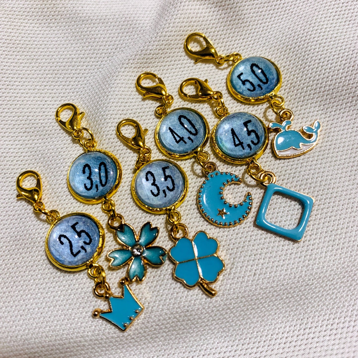 Nadelstärken-Markierer Set blau NS 2,5-5 mm - gold