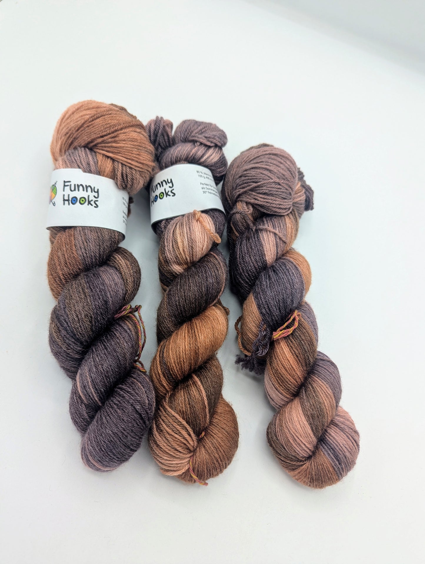 Merino/Bambus - handgefärbte Stränge braun bunt