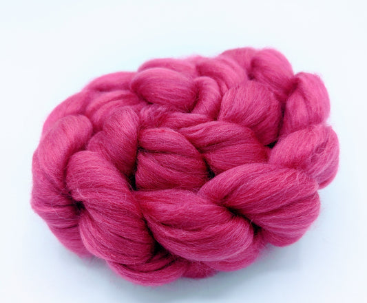 19 mic - 70 % Merino 30 % Tussah Seide Kammzug- Himbeer Traum